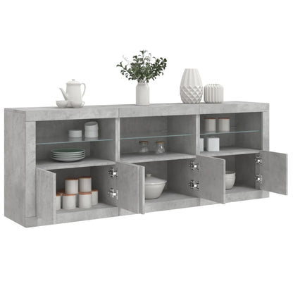 Credenza con Luci LED Grigio Cemento 181,5x37x67 cm - homemem39