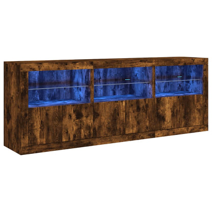 Credenza con Luci LED Rovere Fumo 181,5x37x67 cm - homemem39