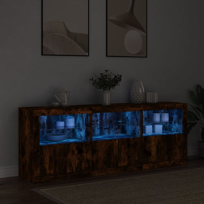 Credenza con Luci LED Rovere Fumo 181,5x37x67 cm