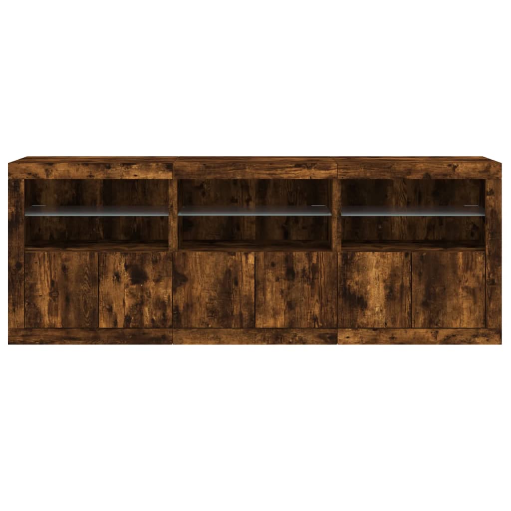 Credenza con Luci LED Rovere Fumo 181,5x37x67 cm - homemem39