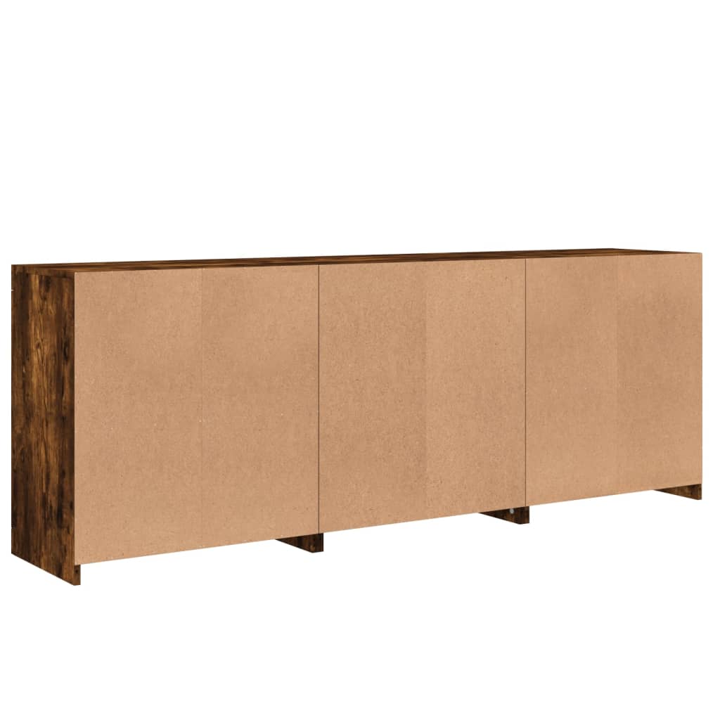 Credenza con Luci LED Rovere Fumo 181,5x37x67 cm