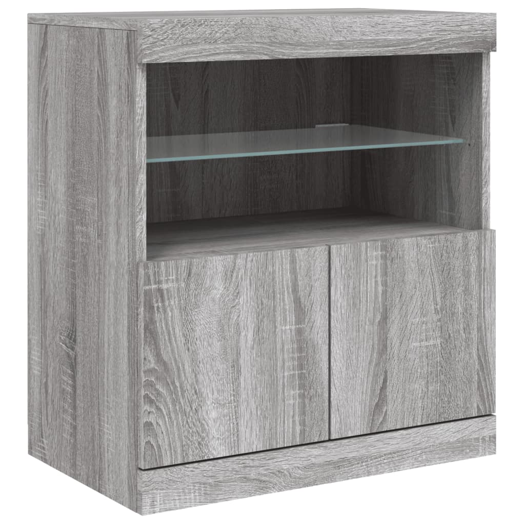 Credenza con Luci LED Grigio Sonoma 181,5x37x67 cm - homemem39