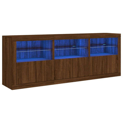 Credenza con Luci LED Rovere Marrone 181,5x37x67 cm - homemem39