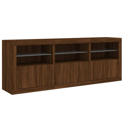 Credenza con Luci LED Rovere Marrone 181,5x37x67 cm - homemem39