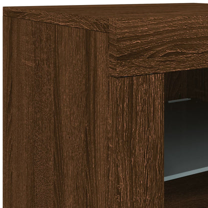 Credenza con Luci LED Rovere Marrone 181,5x37x67 cm - homemem39