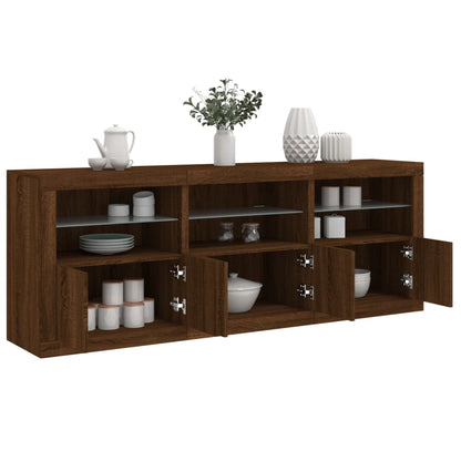 Credenza con Luci LED Rovere Marrone 181,5x37x67 cm - homemem39