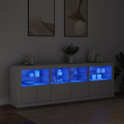 Credenza con Luci LED Bianca 202x37x67 cm - homemem39