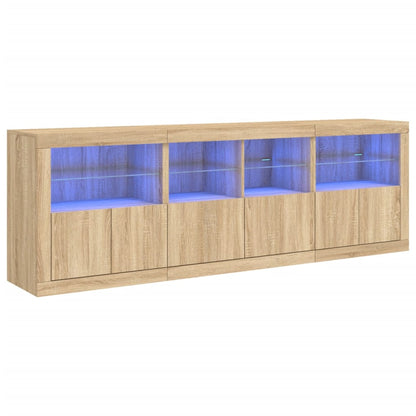 Credenza con Luci LED Rovere Sonoma 202x37x67 cm - homemem39