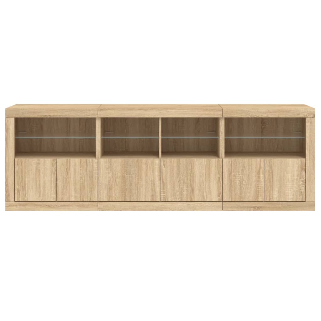 Credenza con Luci LED Rovere Sonoma 202x37x67 cm - homemem39