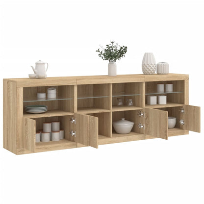 Credenza con Luci LED Rovere Sonoma 202x37x67 cm - homemem39