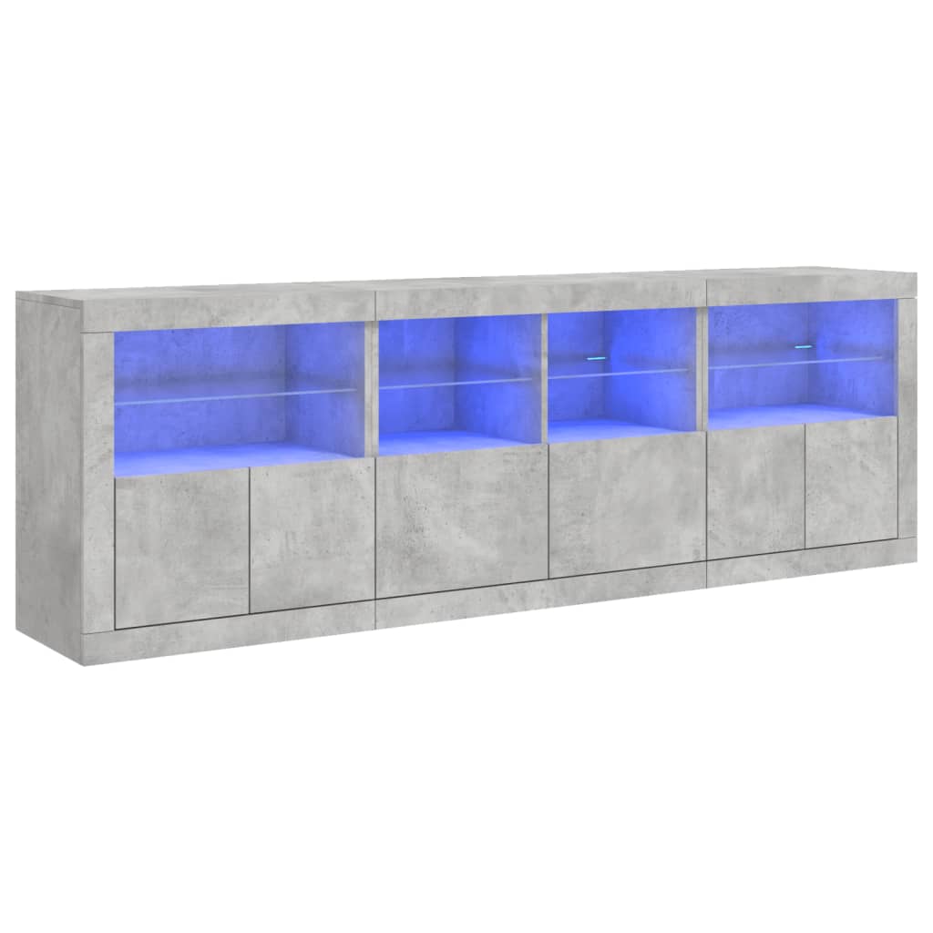 Credenza con Luci LED Grigio Cemento 202x37x67 cm - homemem39