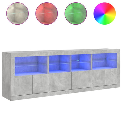 Credenza con Luci LED Grigio Cemento 202x37x67 cm - homemem39