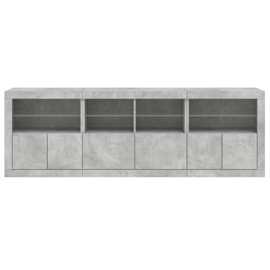 Credenza con Luci LED Grigio Cemento 202x37x67 cm - homemem39