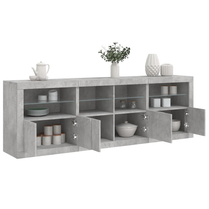 Credenza con Luci LED Grigio Cemento 202x37x67 cm - homemem39