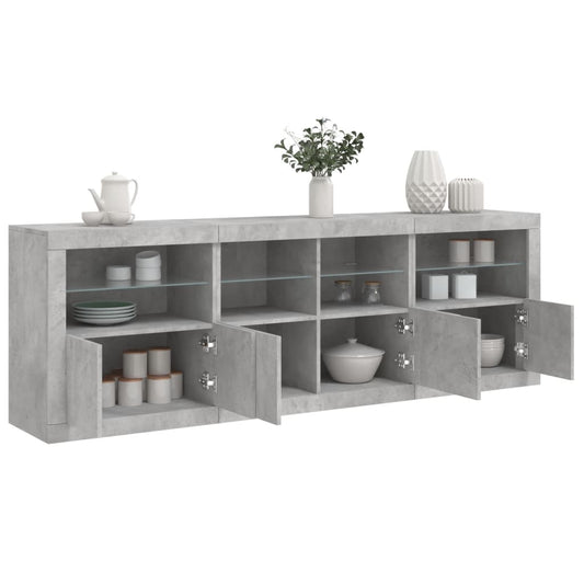 Credenza con Luci LED Grigio Cemento 202x37x67 cm - homemem39