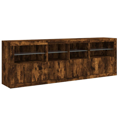 Credenza con Luci LED Rovere Fumo 202x37x67 cm - homemem39