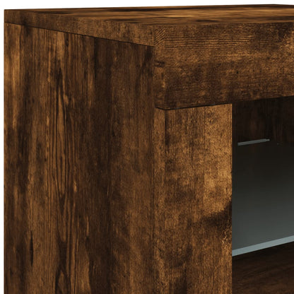 Credenza con Luci LED Rovere Fumo 202x37x67 cm - homemem39