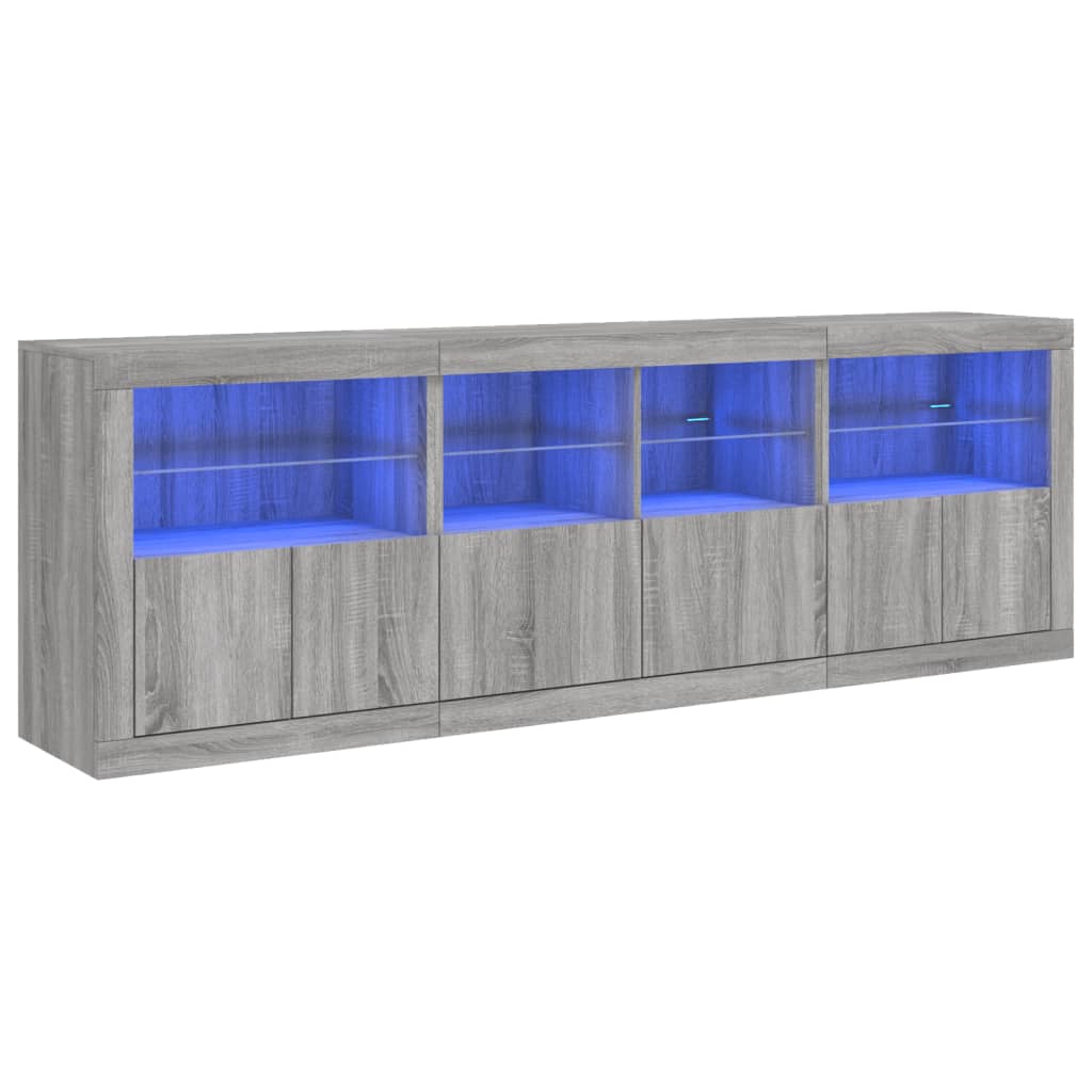 Credenza con Luci LED Grigio Sonoma 202x37x67 cm - homemem39