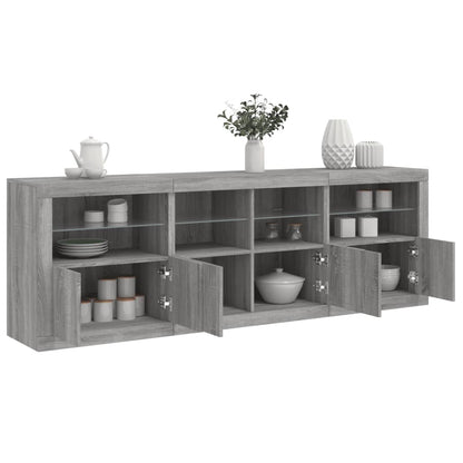 Credenza con Luci LED Grigio Sonoma 202x37x67 cm - homemem39