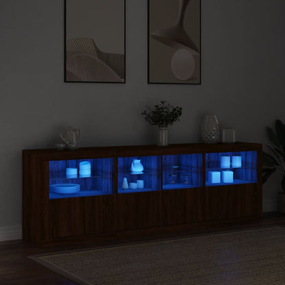 Credenza con Luci LED Rovere Marrone 202x37x67 cm - homemem39