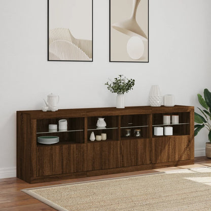 Credenza con Luci LED Rovere Marrone 202x37x67 cm - homemem39