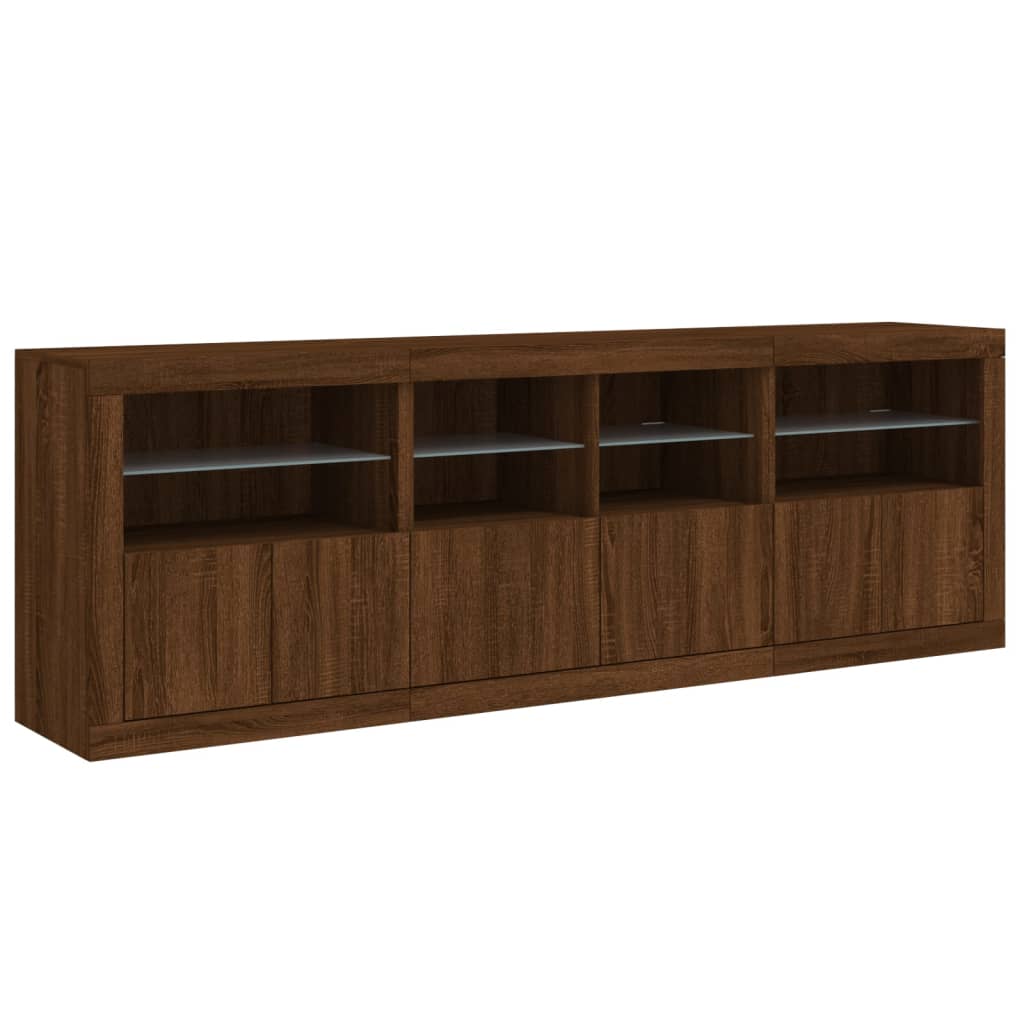 Credenza con Luci LED Rovere Marrone 202x37x67 cm - homemem39