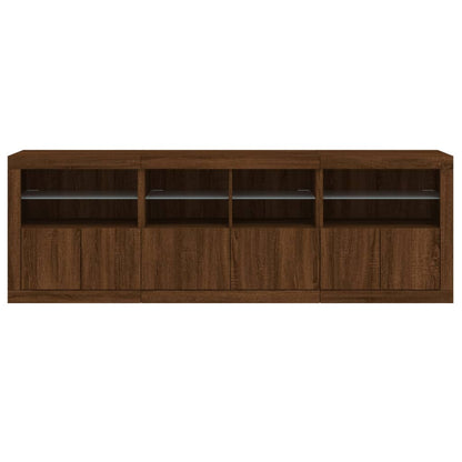 Credenza con Luci LED Rovere Marrone 202x37x67 cm - homemem39