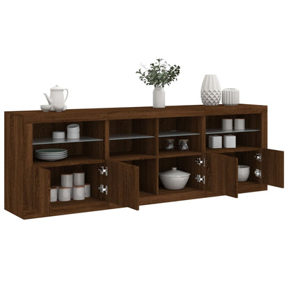 Credenza con Luci LED Rovere Marrone 202x37x67 cm - homemem39