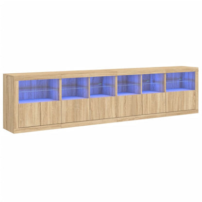 Credenza con Luci LED Rovere Sonoma 283x37x67 cm - homemem39