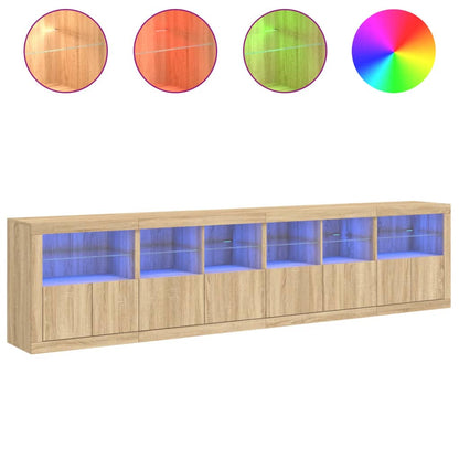 Credenza con Luci LED Rovere Sonoma 283x37x67 cm - homemem39