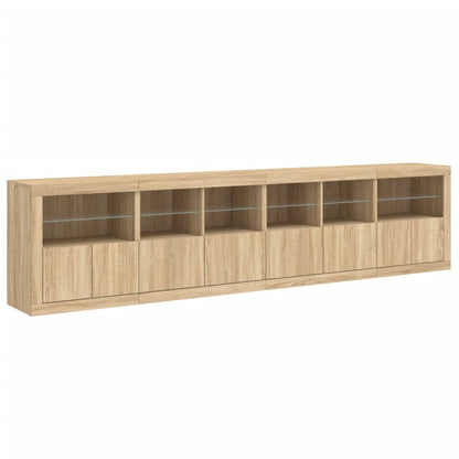 Credenza con Luci LED Rovere Sonoma 283x37x67 cm - homemem39