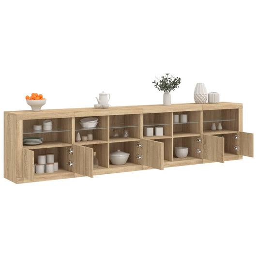 Credenza con Luci LED Rovere Sonoma 283x37x67 cm - homemem39
