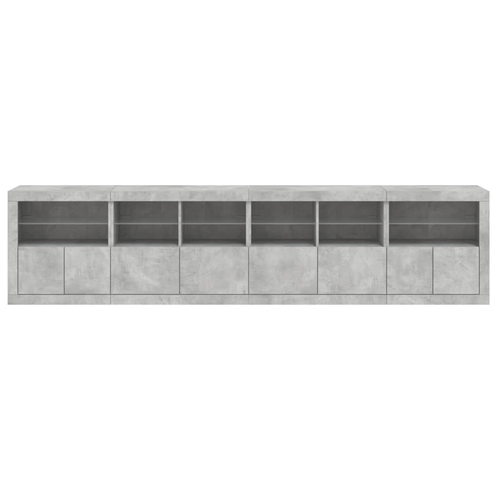 Credenza con Luci LED Grigio Cemento 283x37x67 cm - homemem39