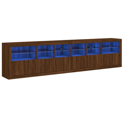 Credenza con Luci LED Rovere Marrone 283x37x67 cm - homemem39