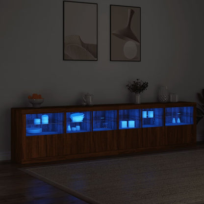 Credenza con Luci LED Rovere Marrone 283x37x67 cm - homemem39