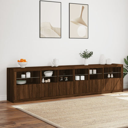 Credenza con Luci LED Rovere Marrone 283x37x67 cm