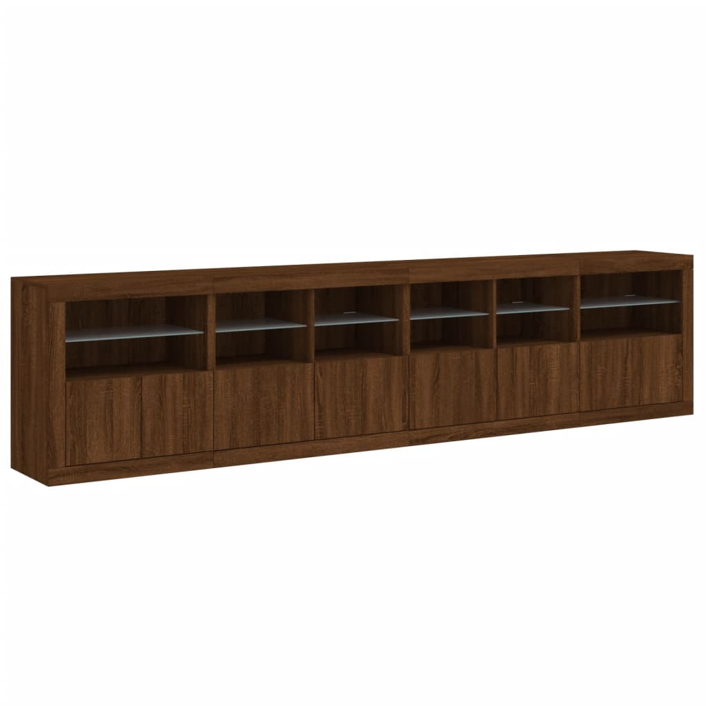 Credenza con Luci LED Rovere Marrone 283x37x67 cm - homemem39