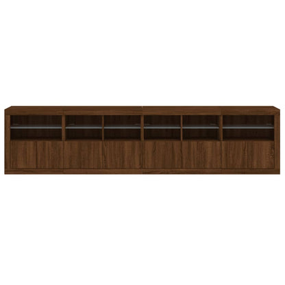 Credenza con Luci LED Rovere Marrone 283x37x67 cm