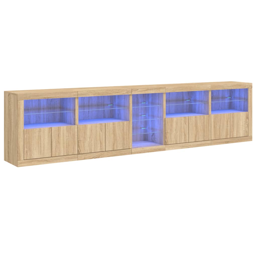 Credenza con Luci LED Rovere Sonoma 283x37x67 cm - homemem39