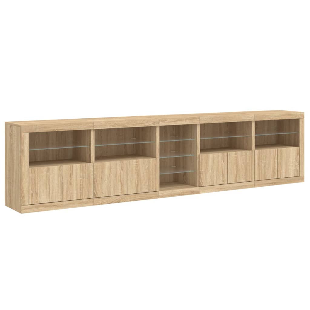 Credenza con Luci LED Rovere Sonoma 283x37x67 cm - homemem39