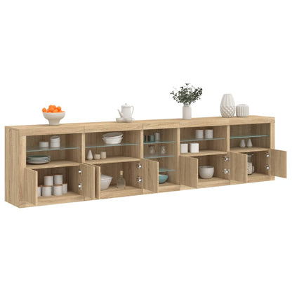 Credenza con Luci LED Rovere Sonoma 283x37x67 cm - homemem39