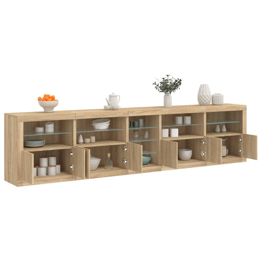 Credenza con Luci LED Rovere Sonoma 283x37x67 cm - homemem39