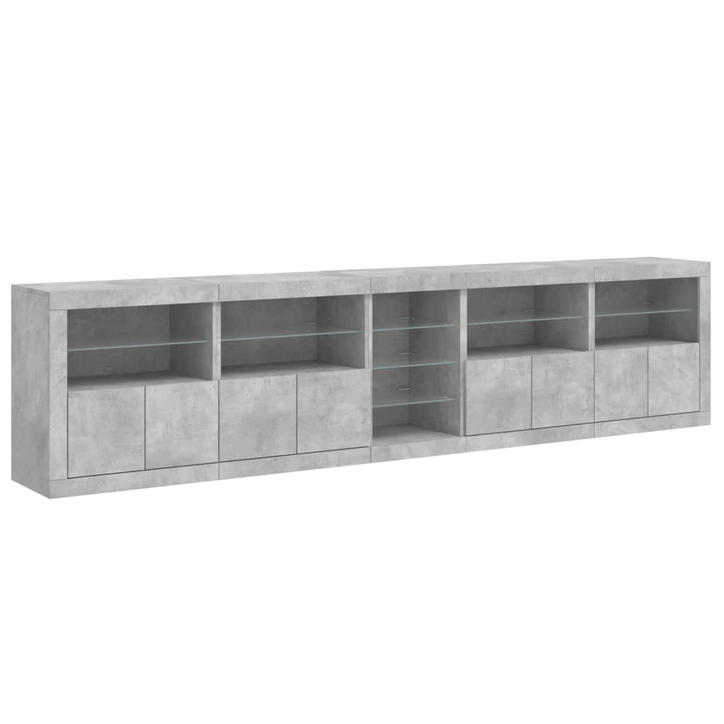 Credenza con Luci LED Grigio Cemento 283x37x67 cm - homemem39