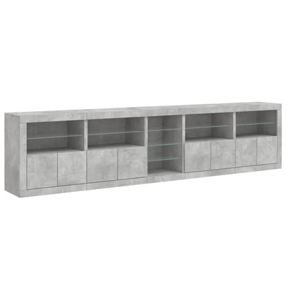 Credenza con Luci LED Grigio Cemento 283x37x67 cm - homemem39