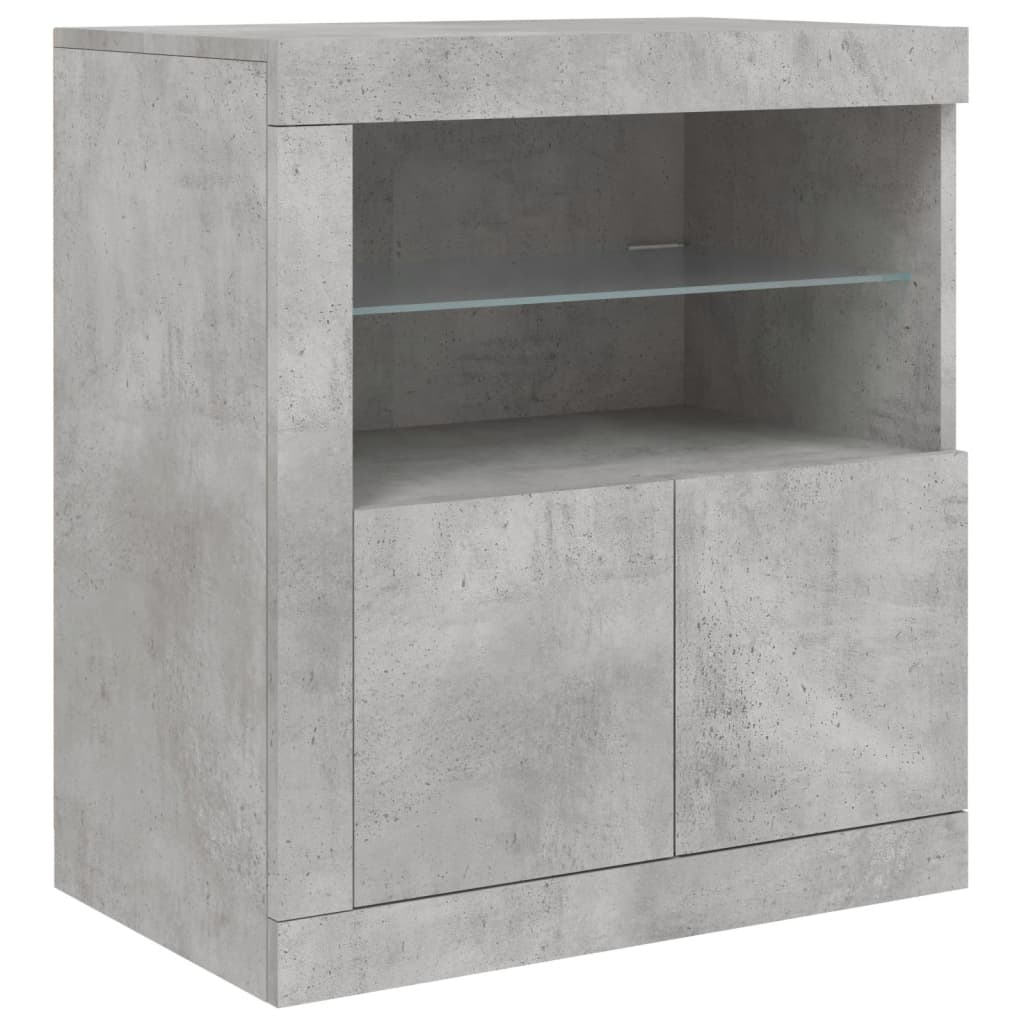 Credenza con Luci LED Grigio Cemento 283x37x67 cm - homemem39