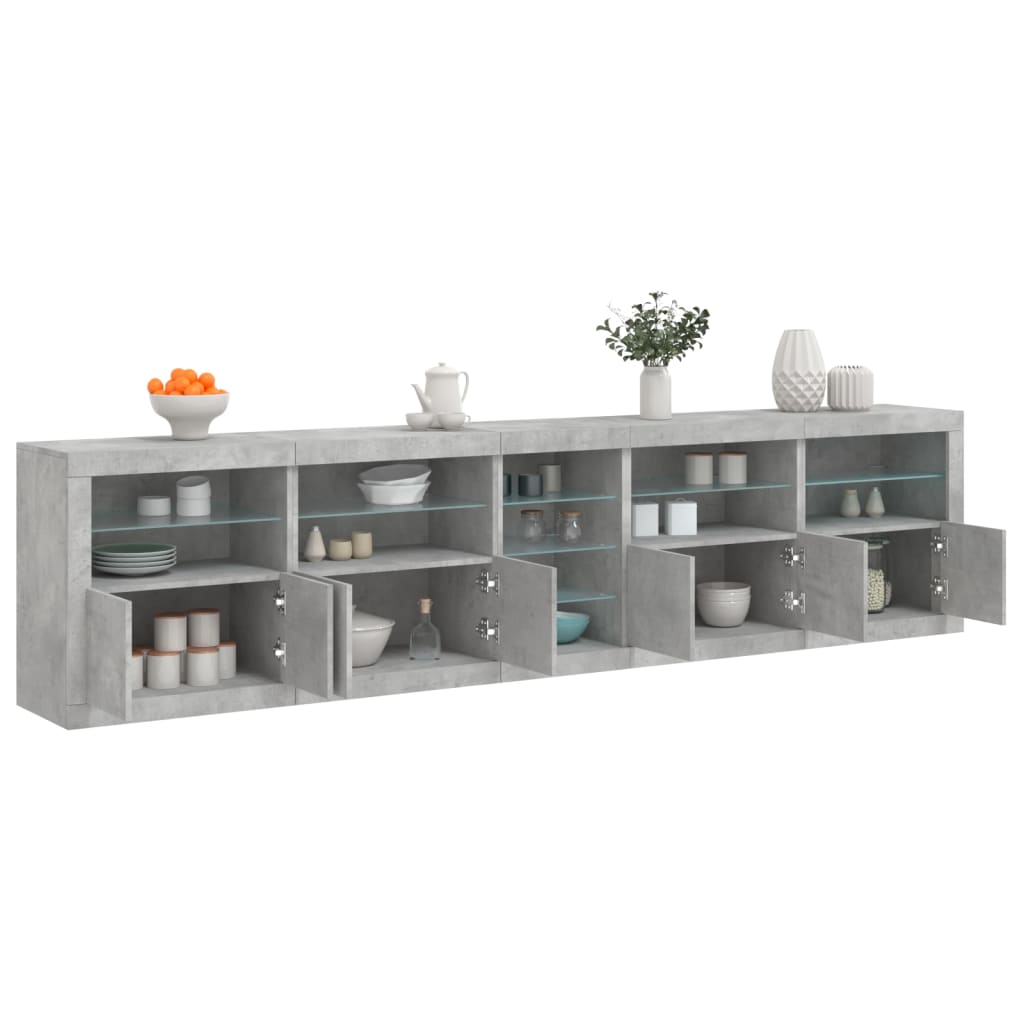 Credenza con Luci LED Grigio Cemento 283x37x67 cm - homemem39