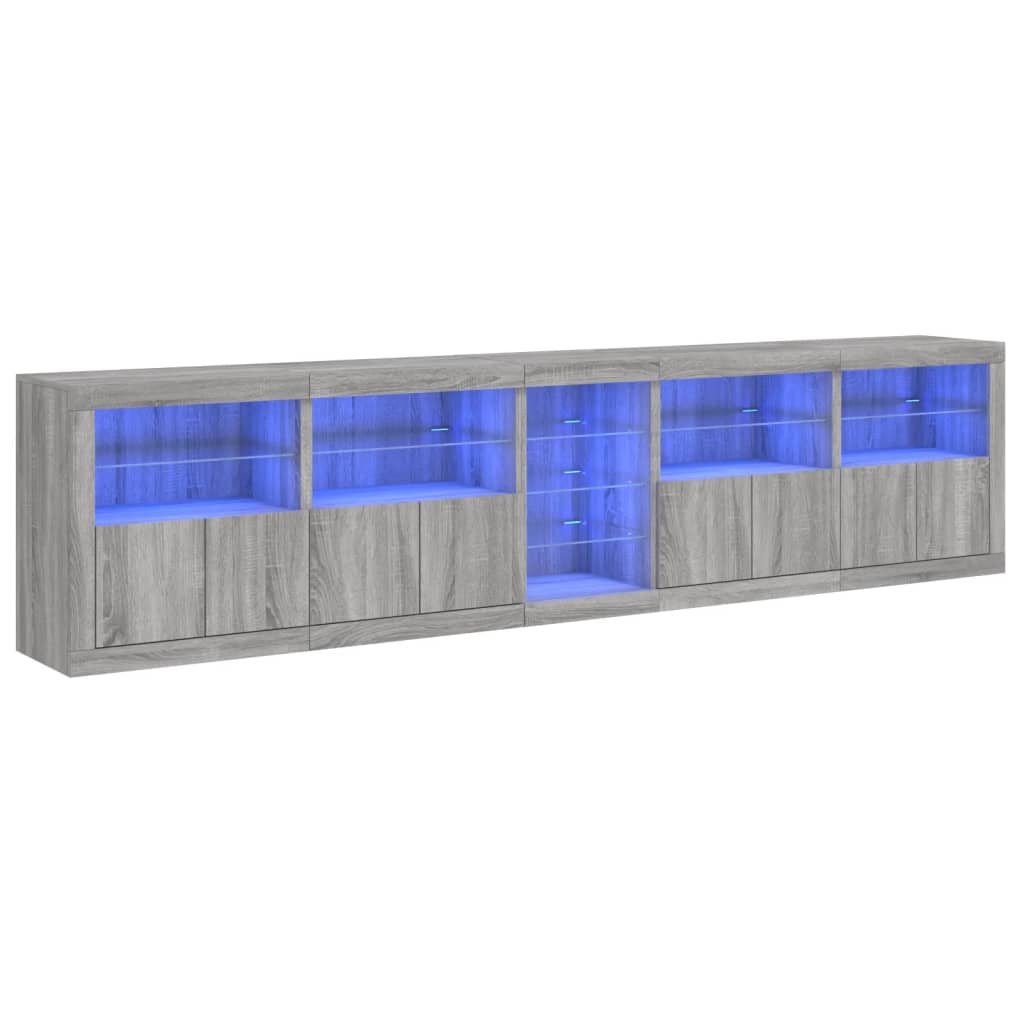 Credenza con Luci LED Grigio Sonoma 283x37x67 cm - homemem39