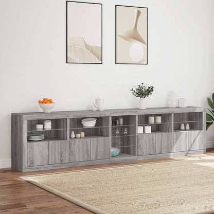 Credenza con Luci LED Grigio Sonoma 283x37x67 cm