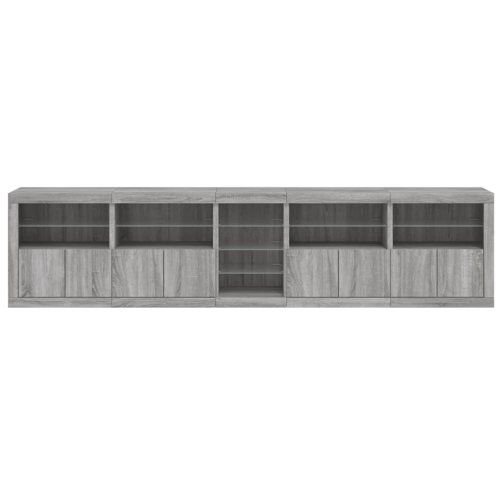 Credenza con Luci LED Grigio Sonoma 283x37x67 cm