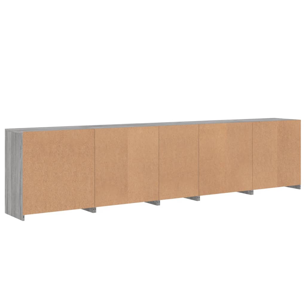 Credenza con Luci LED Grigio Sonoma 283x37x67 cm